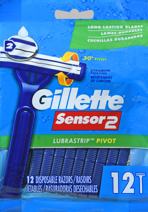 Gill Sensor2 Pivot Lubricated Men Disposable Razor 12ct