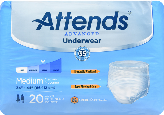 ATTENDS PROTECTIVE UNDERWEAR SUPER PLUS ABSORBENCY MEDIUM 4X20CT