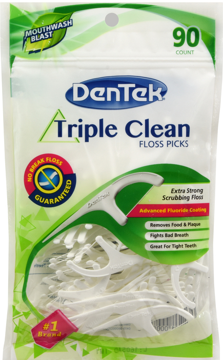 DenTek Triple Clean Floss Picks Mouthwash 90ct