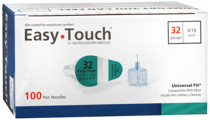 Easy Touch Pen Needles 32Gx3/16" 100ct