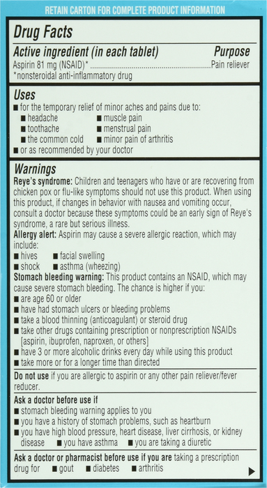 ECOTRIN 81MG TABLET 365CT