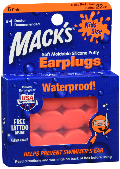 Mack's Kid Size Pillow Soft Earplugs Orange 6ct