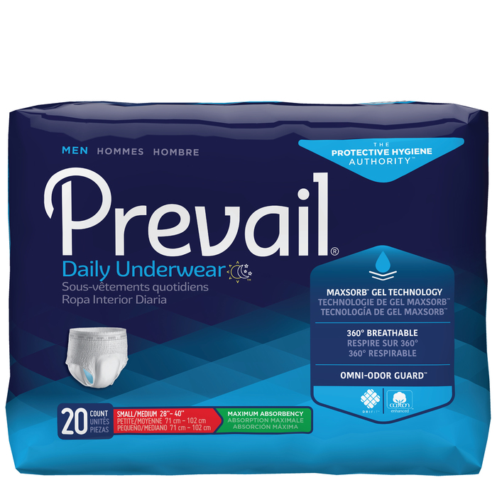 PREVAIL UNDERWEAR FOR MEN SM/MED 20 CT