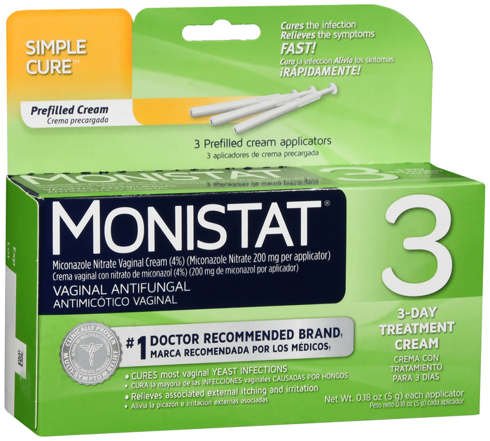 Monistat 3-Day Yeast Infection Treatment, Prefilled Cream Applicators 3ct