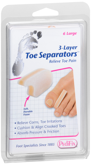 PEDIFIX TOE SEPARATORS 3 LAYER L 6CT DS