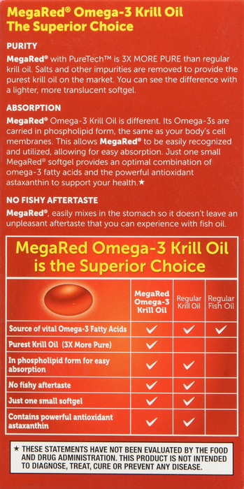 MegaRed Omega-3 350mg Krill Oil Softgels 60ct