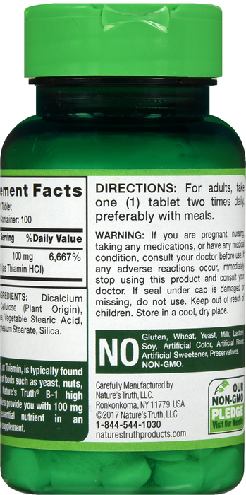 VIT B-1 100MG TAB 100CT NAT TRUTH