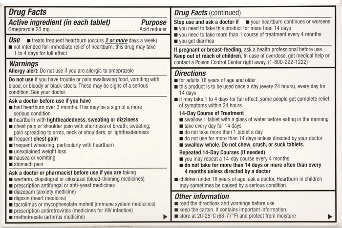 Good Neighbor Pharmacy Omeprazole Acid Reducer 20mg Tablets Bottles 42ct