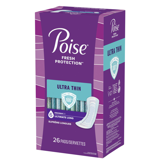 POISE ULTRATHIN LONG PAD 2X26CT