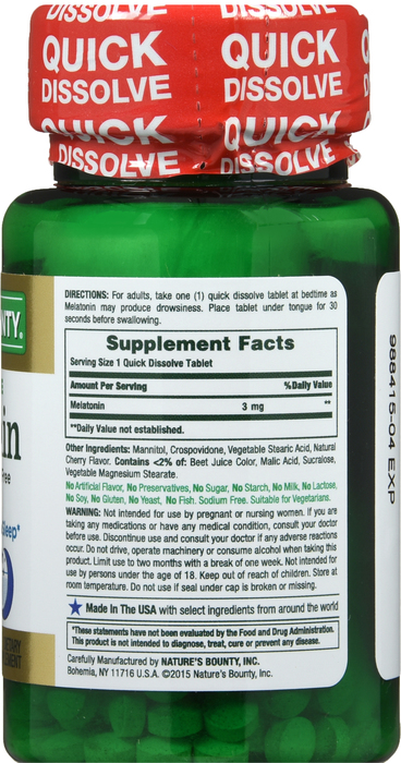 Nature's Bounty Melatonin 3mg Quick Dissolve Tablets 120ct