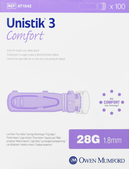 Unistik 3 Comfort Lancets 1.8mmx28g 100ct