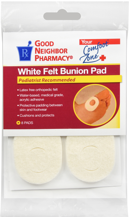 Good Neighbor Pharmacy White Felt Bunion Pad Latex Free Orthopedic Felt 8ct