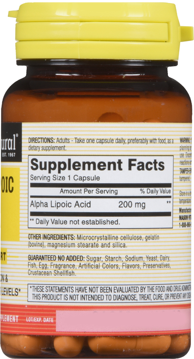 ALPHA-LIPOIC ACID 200MG CAP 60CT MASON