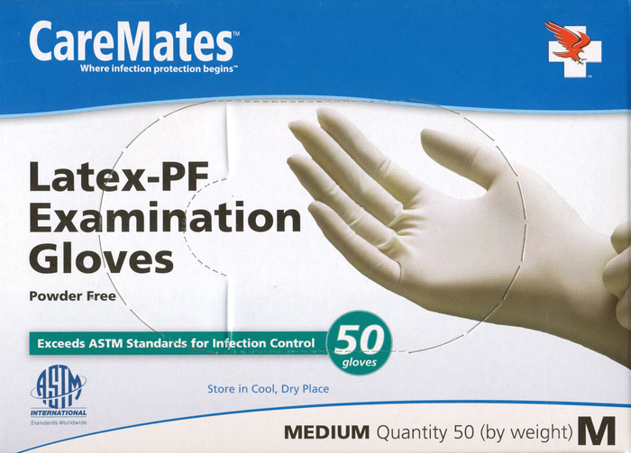 Gloves CareMates Latex Powder-Free M 50ct