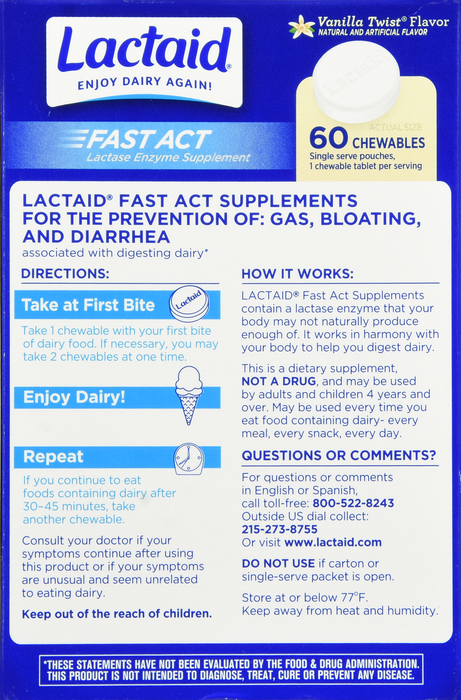 LACTAID FAST ACTING CHEW 60CT