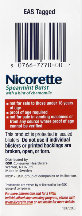 NICORETTE GUM 2MG SPEARMINT BURST 100 CT