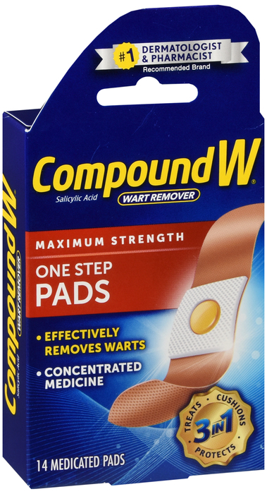 Compound W Maximum Strength One Step Pads Wart Remover 14ct