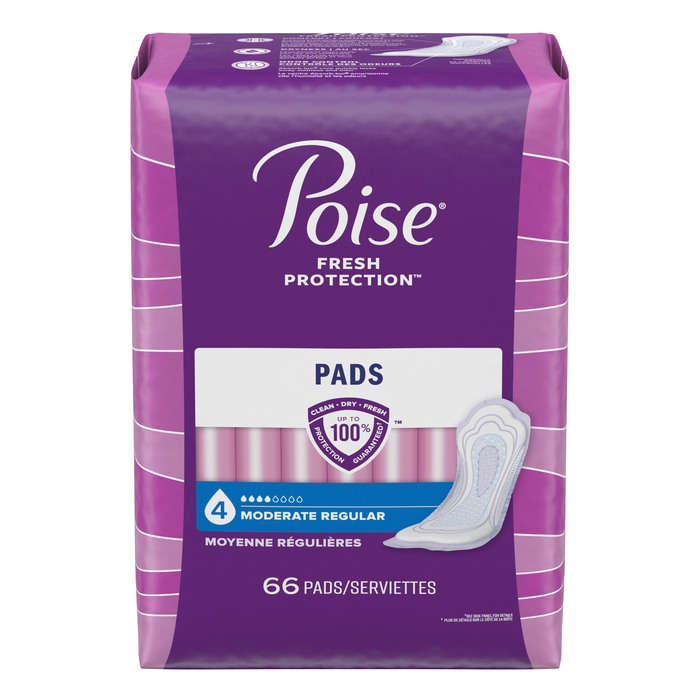 Poise Incontinence Moderate Absorbency Regular Length Pads 66ct