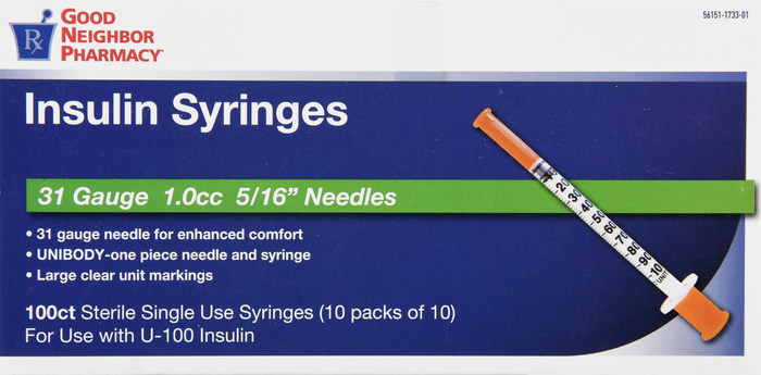 Good Neighbor Pharmacy Insulin Syringes 31g 1c 100ct