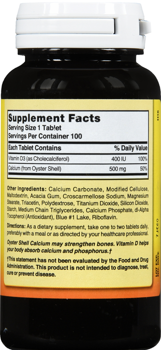 Nature's Blend Calcium Oyst+D 500mg Tablets 100ct