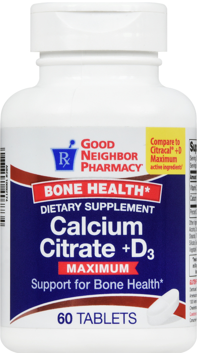 Good Neighbor Pharmacy Calcium Citrate +D3 Maximum Tablets 60ct