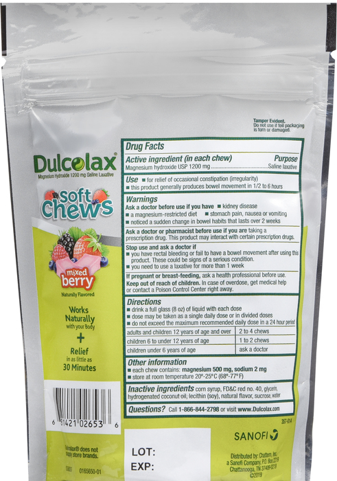 Dulcolax Laxative Mixed Berry Soft Chewable Tablets 30ct