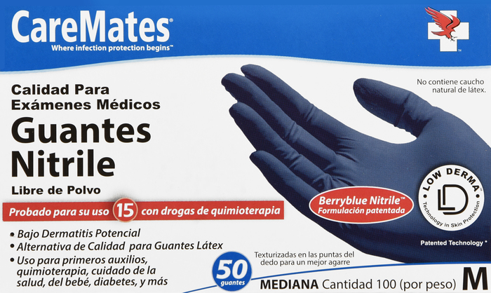 Gloves CareMates Nitrile Powder-Free M 50ct