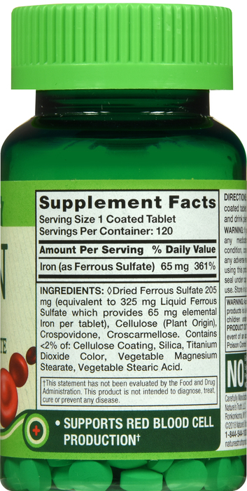 Nature's Truth Iron Ferritin Sulfate 65mg Tablets 120ct