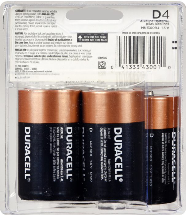 DURACELL COPPERTOP D 4 CT