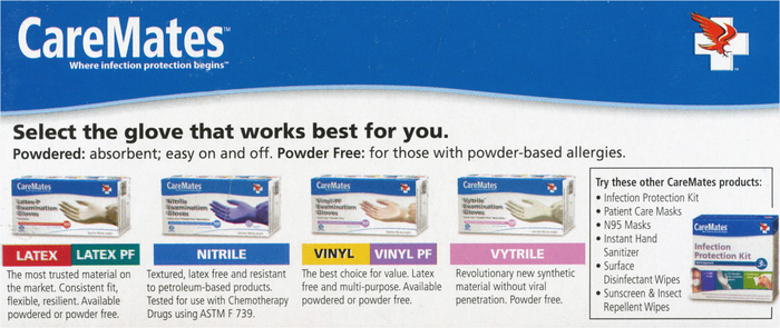 Gloves CareMates Latex Powder-Free L 50ct