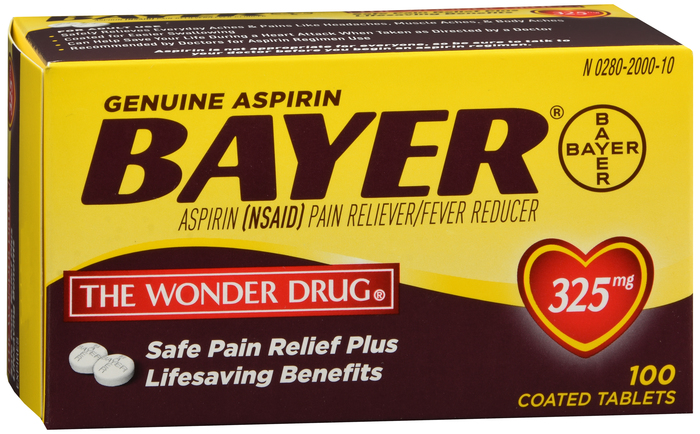 Bayer Aspirin 325mg Pain Reliever/Fever Reducer Coated Tablets 100ct