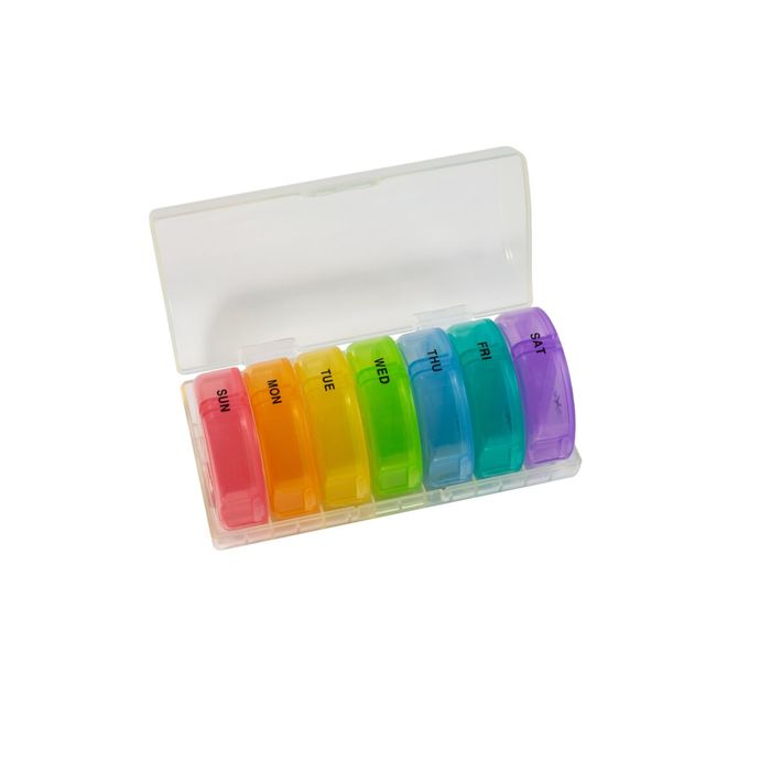 Pill Planner AM/PM Rainbow With Case