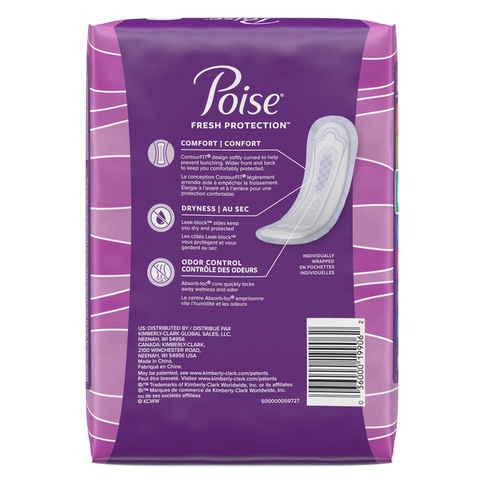 Poise Long Length Light Absorbency Female Incontinent Pad 24ct