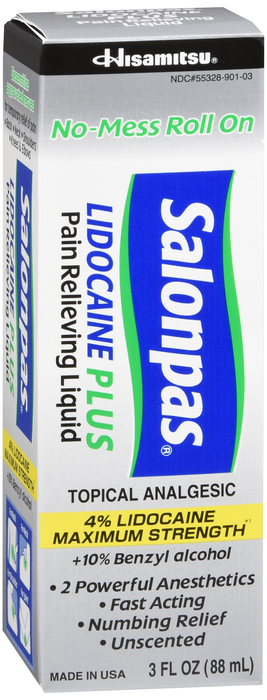 Salonpas Lidocaine Plus Pain Relieving Liquid Roll-On 3oz