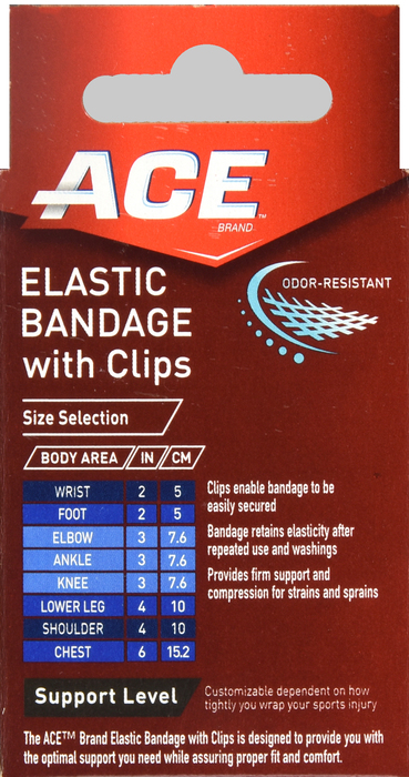 ACE 3 Inch Compression Bandage Black with Clips 1ct