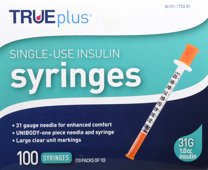 TRUEPLUS SYRINGE 5/16 INCH 31GX1CC 100CT