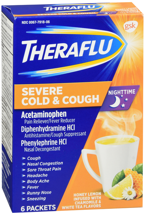 Theraflu Severe Cold & Cough Nighttime Packets 6ct