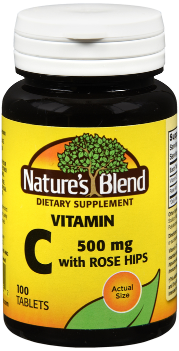 NATURES BLEND VITAMIN C 500MG ROSE HIPS TABLET 100CT