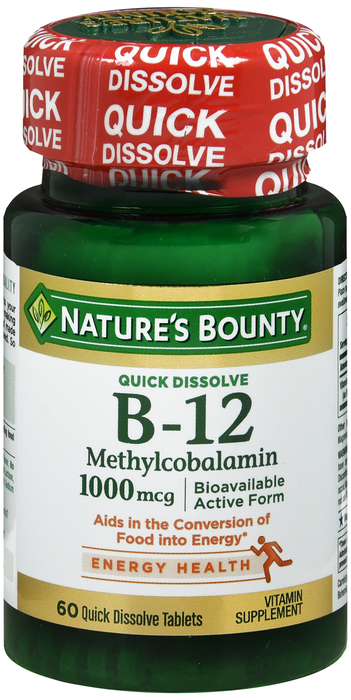 Nature's Bounty Vitamin B12 1000mcg Cherry Lozenges 60ct