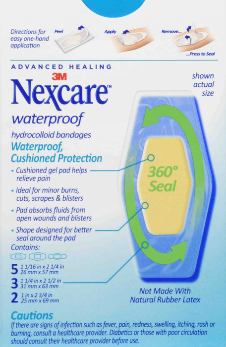 Nexcare Advanced Healing Waterproof Bandages Assorted Sizes 10ct