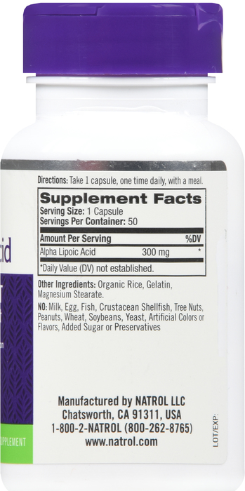 Natrol Alpha Lipoic Acid 300mg Capsules 50ct