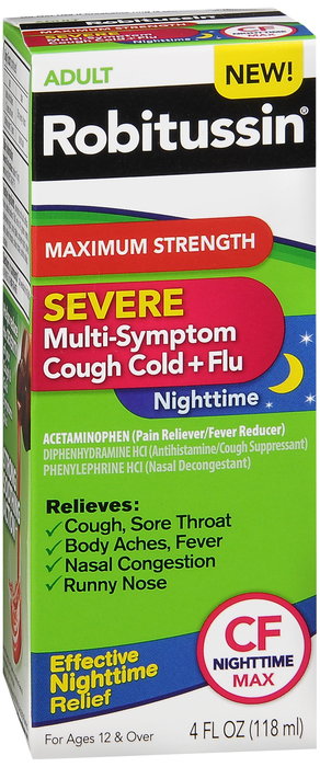 Robitussin DM Max Strength Cough, Cold, & Flu Nighttime Liquid 4oz