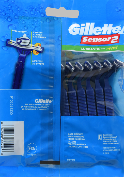 Gill Sensor2 Pivot Lubricated Men Disposable Razor 12ct