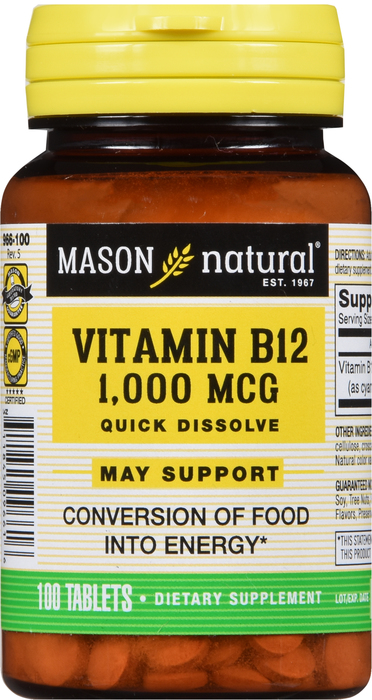 Mason Natural Vitamin B12 1000mcg Sublingual Lozenges 100ct