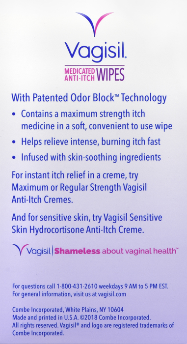 Vagisil Maximum Strength Anti-Itch Medicated Wipes 12ct