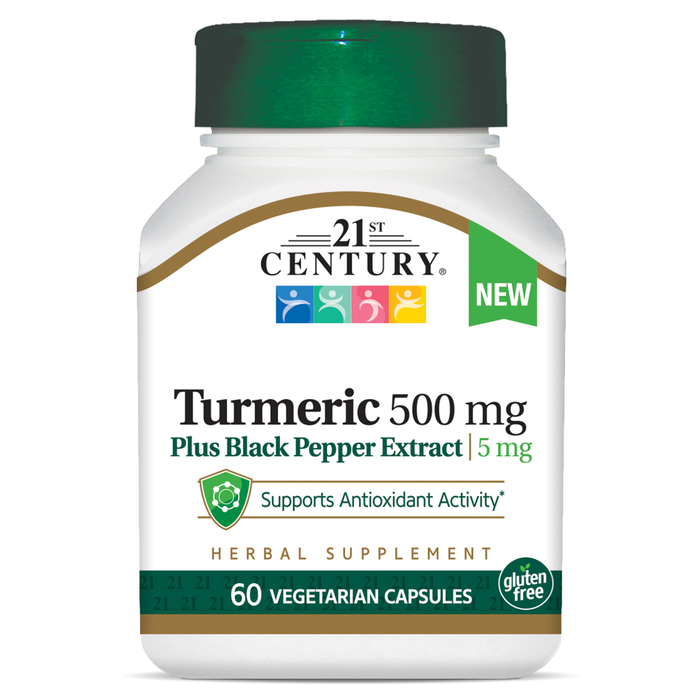 21st Century Turmeric 500mg Plus Black Pepper Extract Vegetarian Capsules 60ct