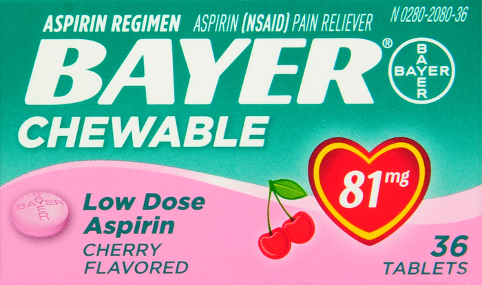 Bayer Low Dose Aspirin Pain Reliever 81mg Cherry Chewable Tablets 36ct