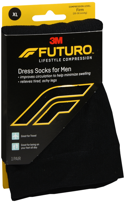 Futuro Men's Dress Socks 20-30mmHg Black Extra Large 1ct