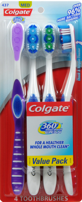 COLGATE 360 ADULT T/B MED 4PK