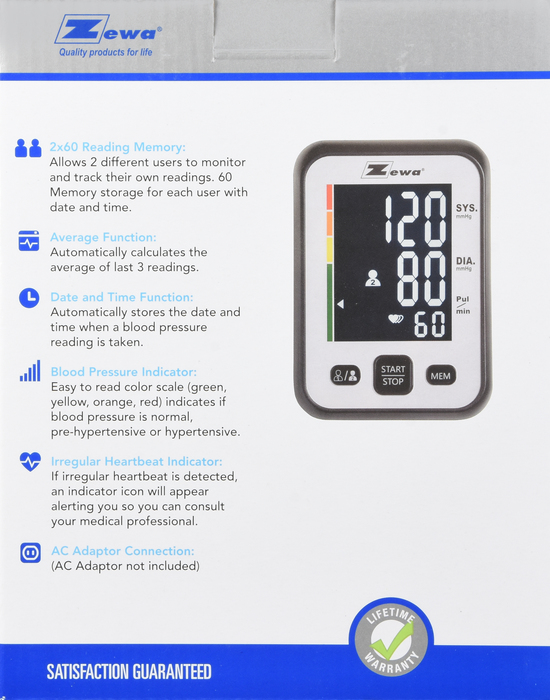 Zewa Automatic Blood Pressure Monitor Digital Deluxe